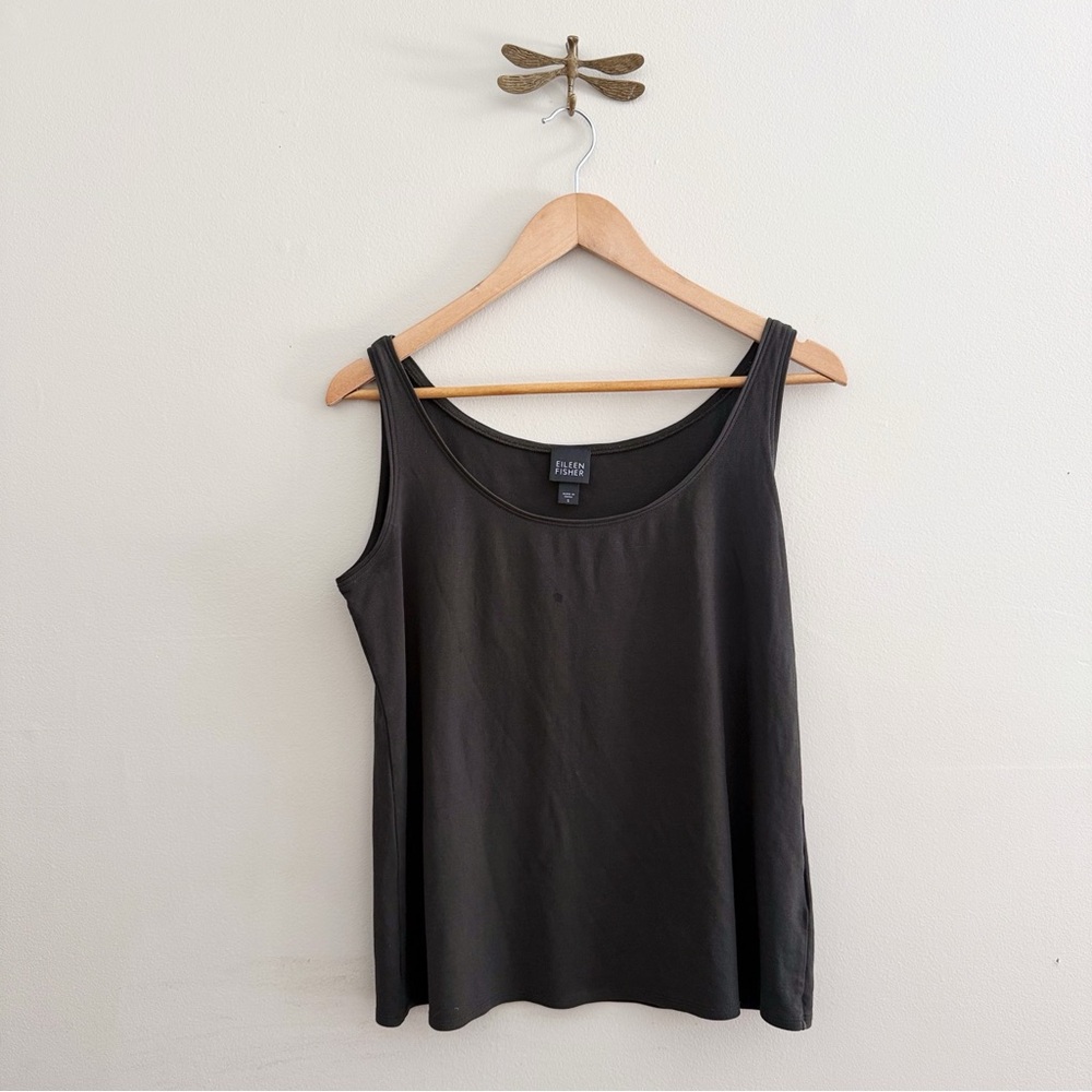 Eileen Fisher Silk Olive Relaxed Tank Top women’s Small